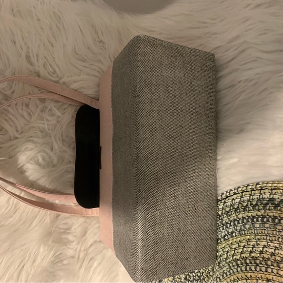 KATE SPADE PINK GREY HANDBAG MEDIUM SATCHEL PURSE FABRIC, CLASSIC STYLE - Picture 16 of 16